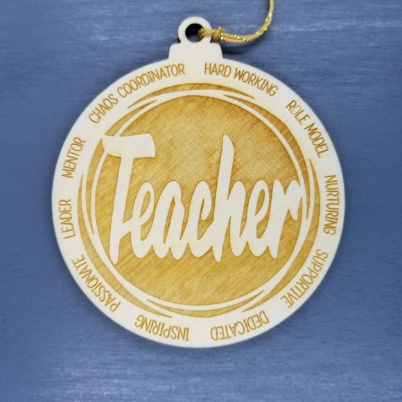 Teacher Christmas Ornament - Character Traits - Handmade Wood Ornament -  Gift - Picture 1 of 6